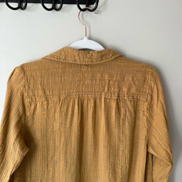 Free People One Yellow Asymmetrical Long Sleeve Open Blouse Women’s S - Picture 5 of 15